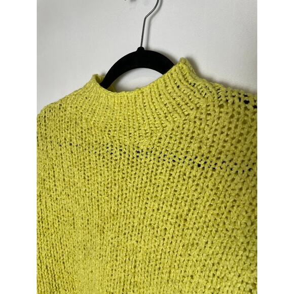 Anthropologie Mock Neck Sweater Oversized Yellow Knit Wide Sleeve Boho Pullover - Picture 3 of 14